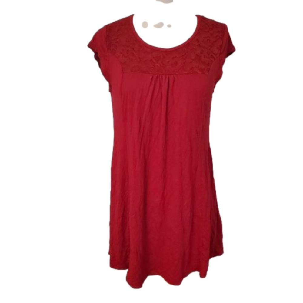 𝅺Furnex Cap Sleeve Top Lace Red M NWT - Picture 2 of 10